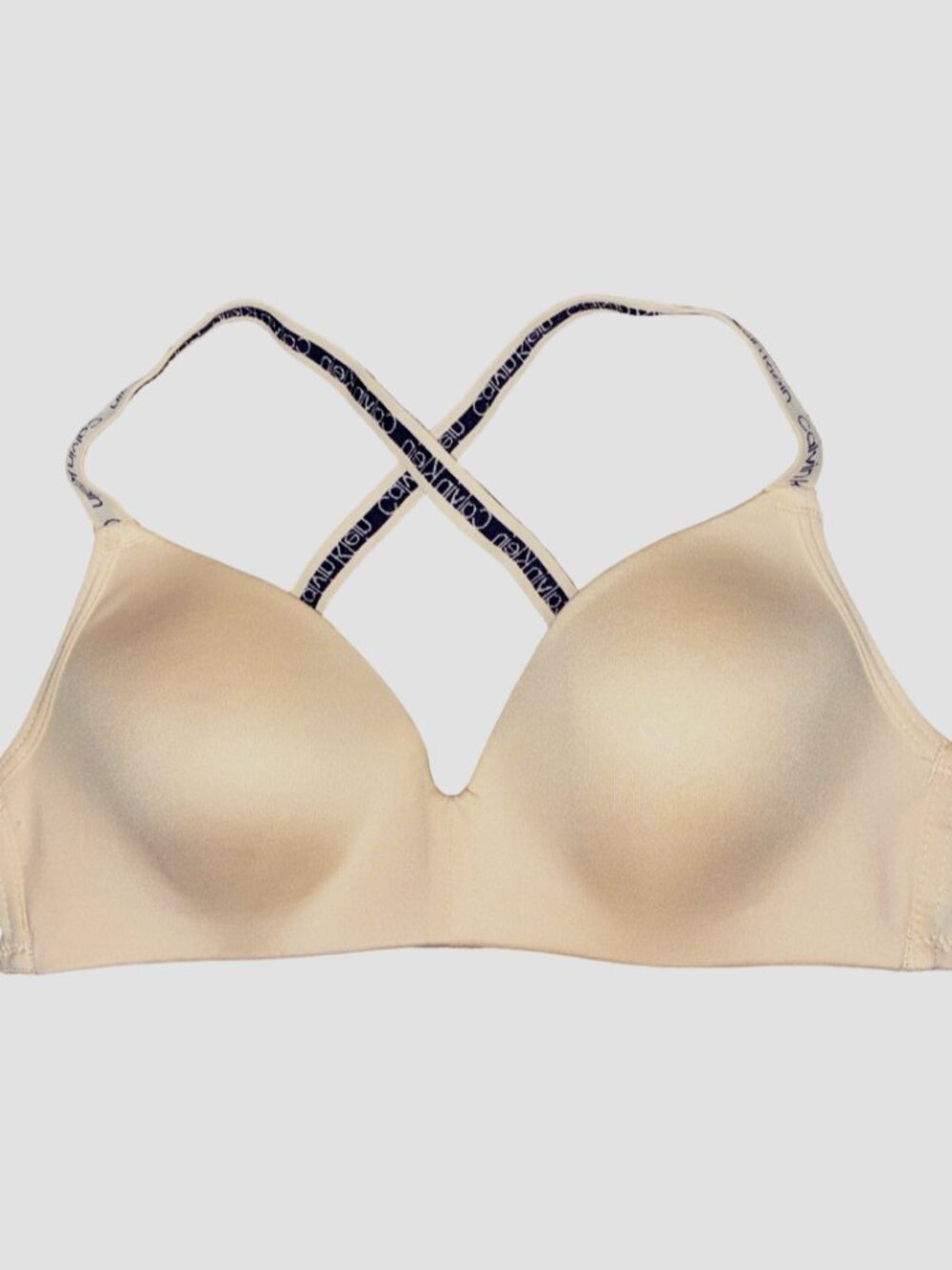 32A*Calvin Klein*NWOT*Beige-Colored Lined Bra--Calvin Klein Print Straps - Picture 4 of 9